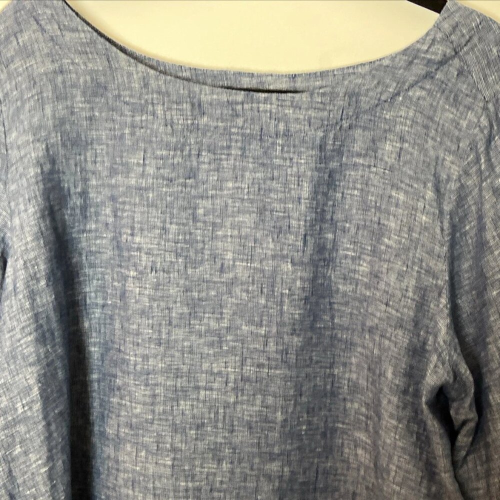 Sigrid Olsen Women's Blue Linen Top Blouse Boat Neck Dolman  XL - Picture 7 of 15